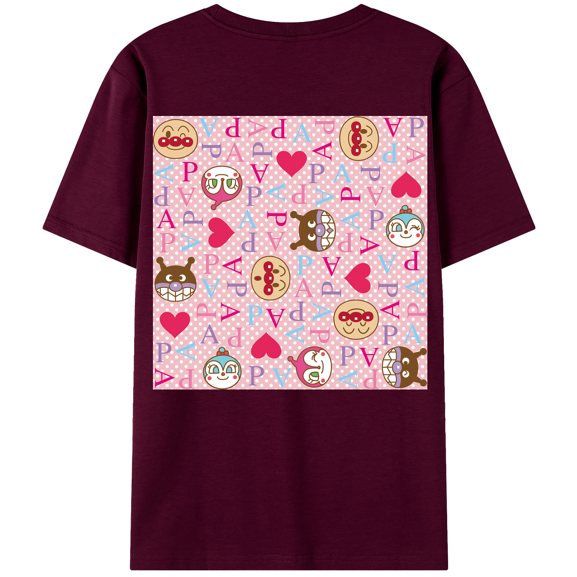 （画像用） アンパンマン Anpanman レディース半袖Tシャツ(バックプリント)